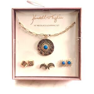 Kendall & Kylie Zodiac Necklace & Earrings Set Moon Sun & Stars New In Box